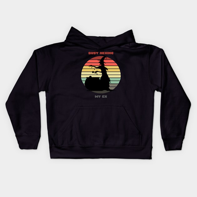 Sunset Witch / Busy Hexing My Ex Kids Hoodie by nathalieaynie